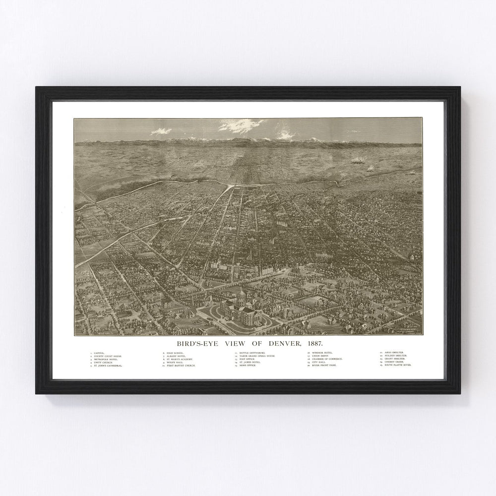 Denver Vintage Map 1887