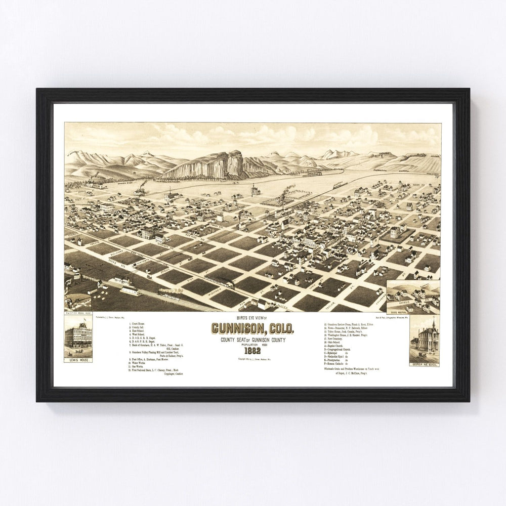 Gunnison Vintage Map 1882