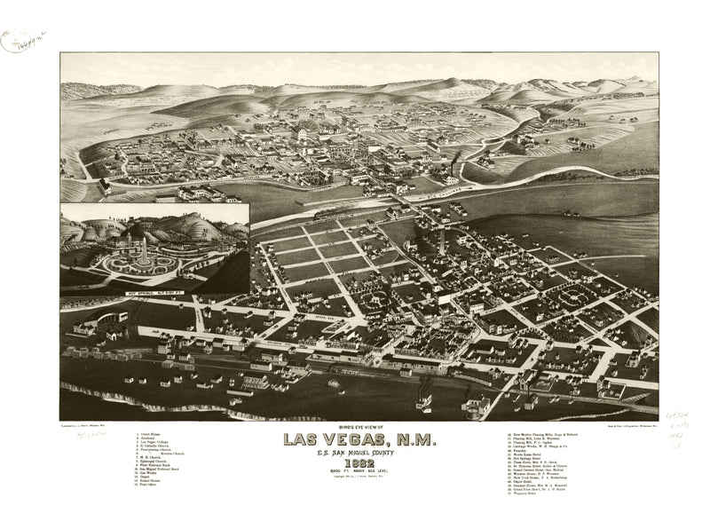 Size comparison using Vintage Map of Las Vegas, New Mexico 1882