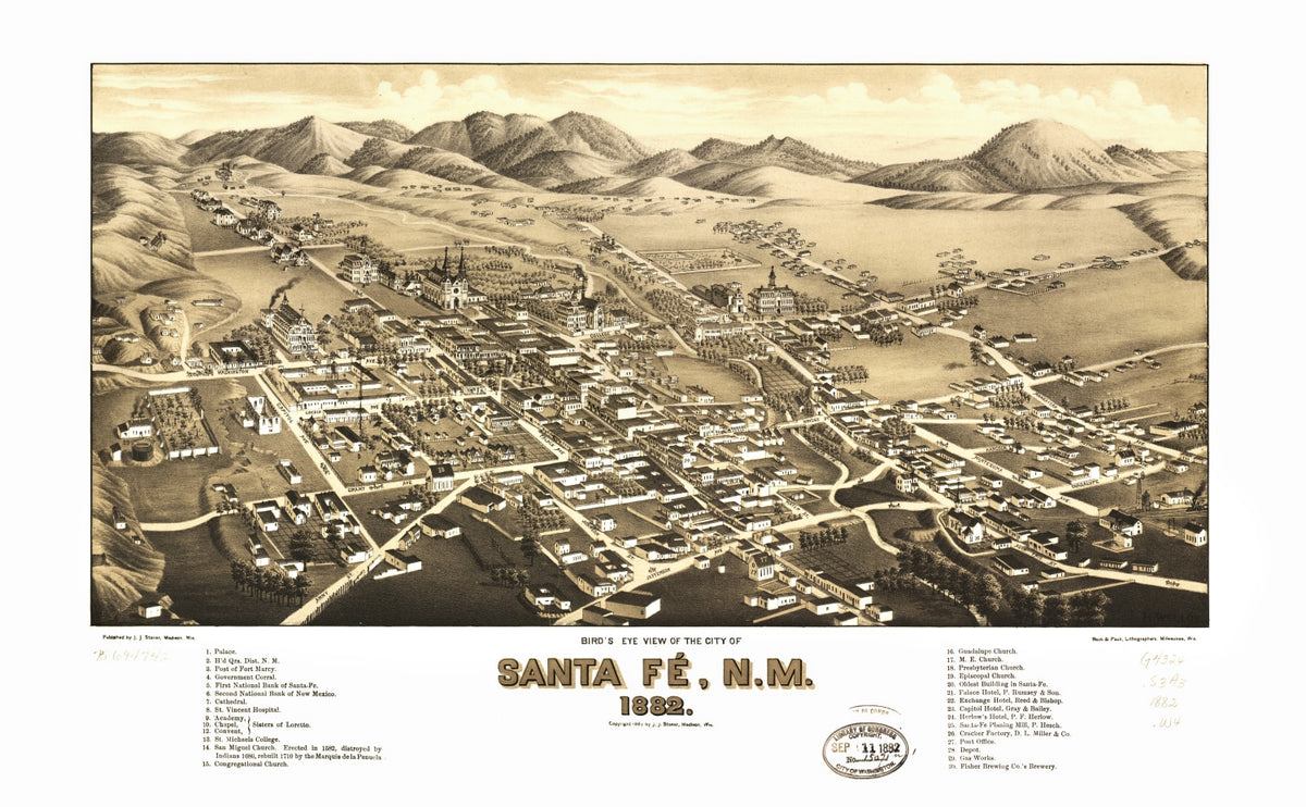 Preview of Vintage Map of Santa Fe, New Mexico 1882
