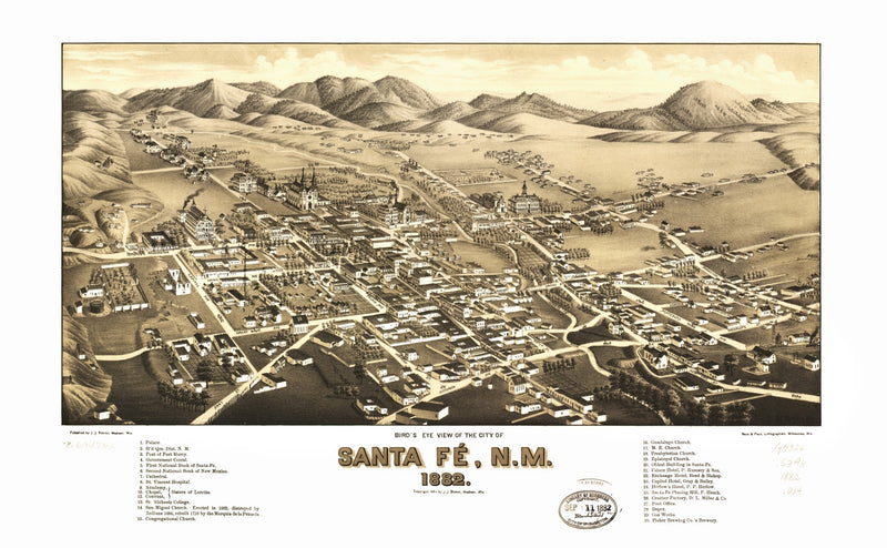 Size comparison using Vintage Map of Santa Fe, New Mexico 1882