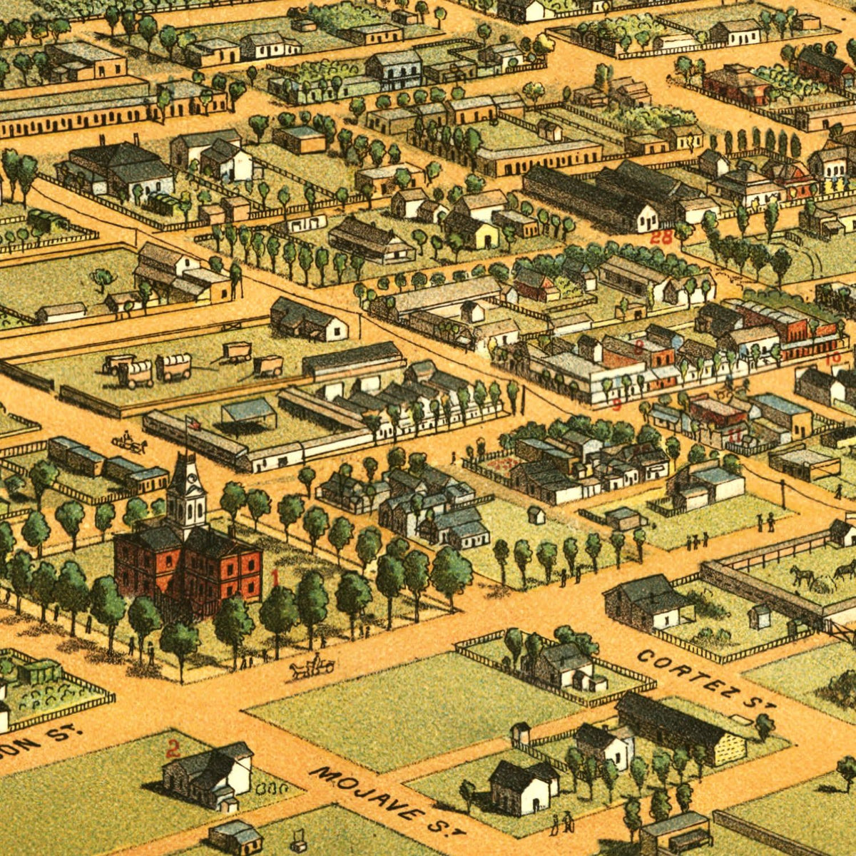 Restored historic details from the 1885 city map of Phoenix, Arizona