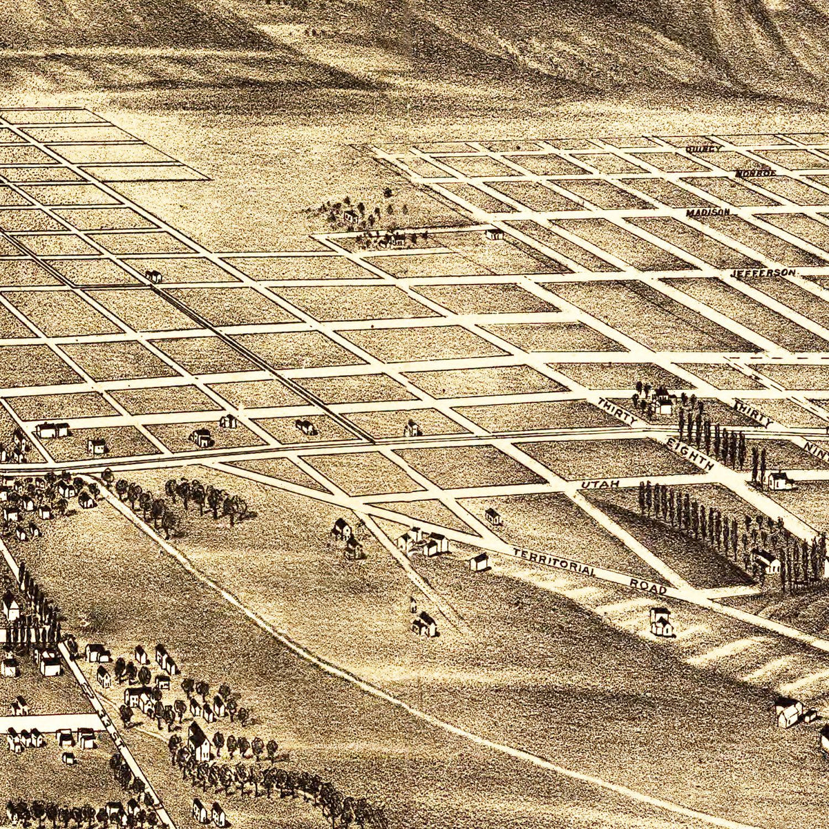 Restored historic details from the 1890 city map of Ogden, Utah