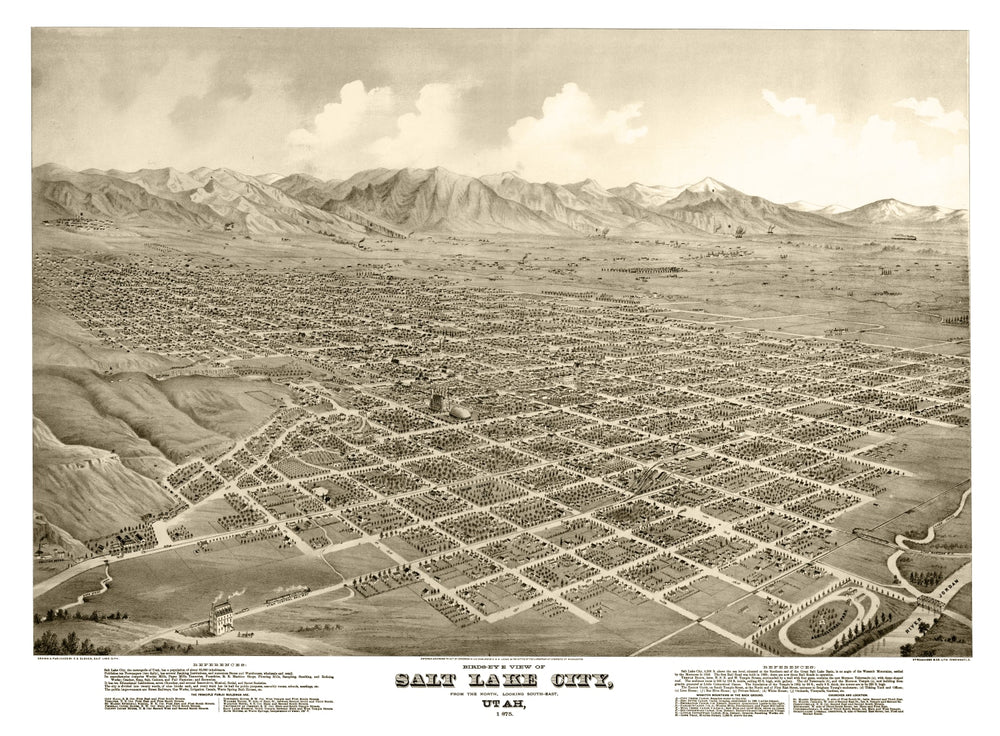 Vintage Map of Salt Lake City, Utah 1875 print style example