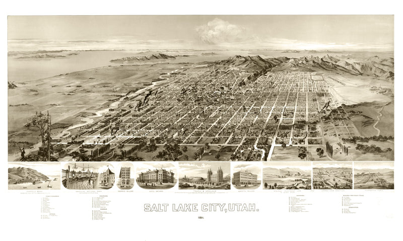 Size comparison using Vintage Map of Salt Lake City, Utah 1891