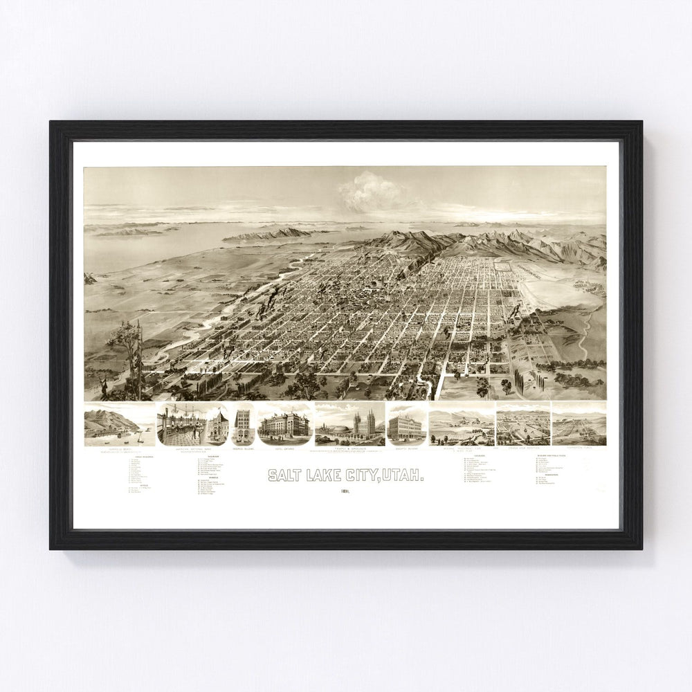 Salt Lake City Vintage Map 1891