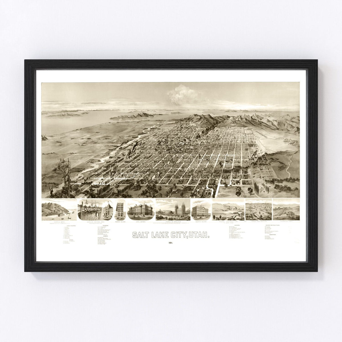 Salt Lake City Vintage Map 1891
