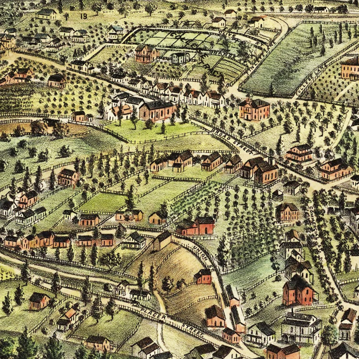Restored historic details from the 1887 city map of Auburn, California