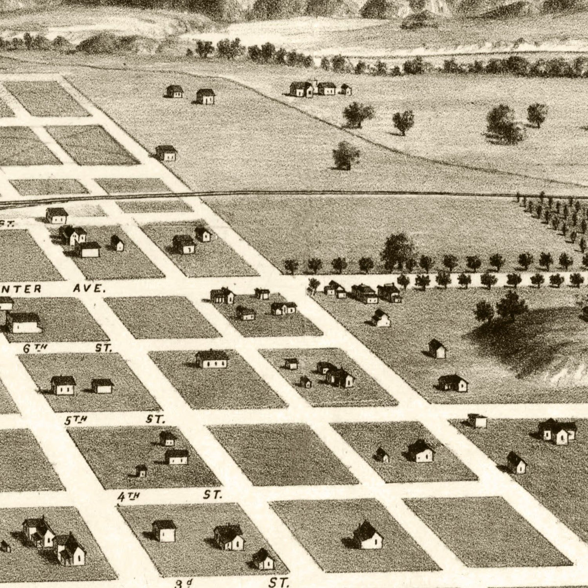 Restored historic details from the 1887 city map of Azusa, California