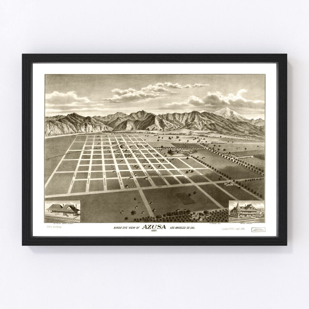 Azusa Vintage Map 1887