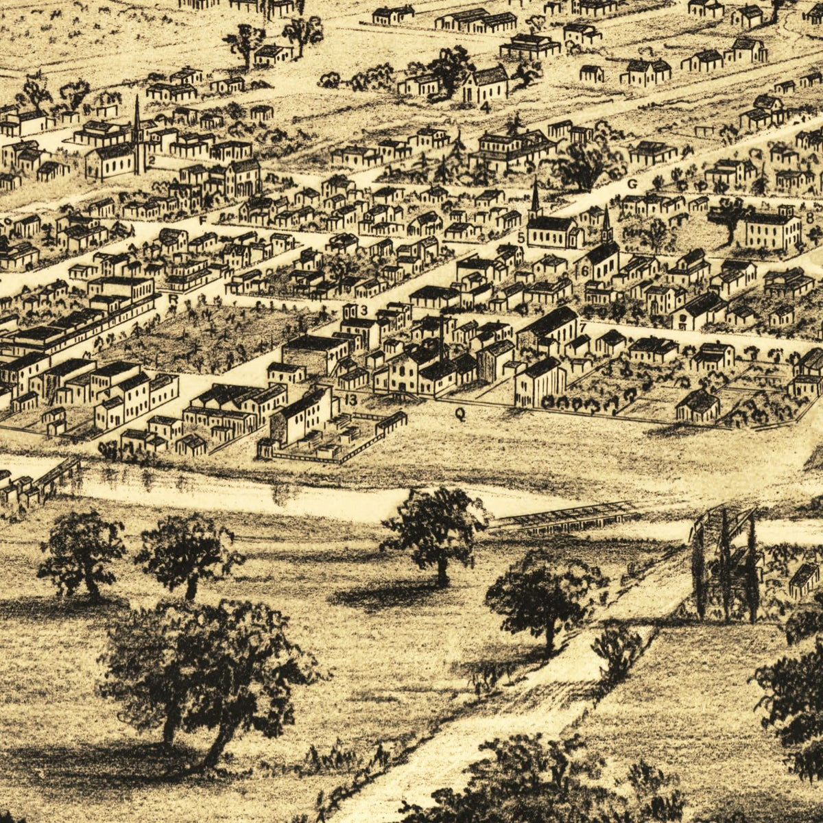 Restored historic details from the 1876 city map of Healdsburg, California