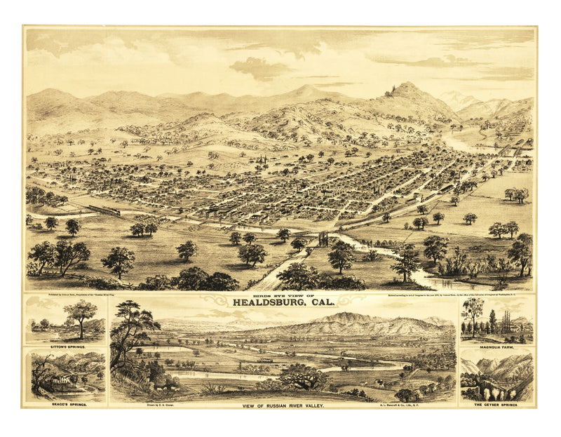 Size comparison using Vintage Map of Healdsburg, California 1876