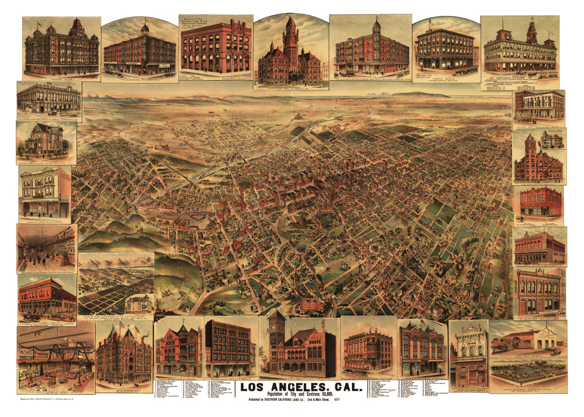 Preview of Vintage Map of Los Angeles, California 1891