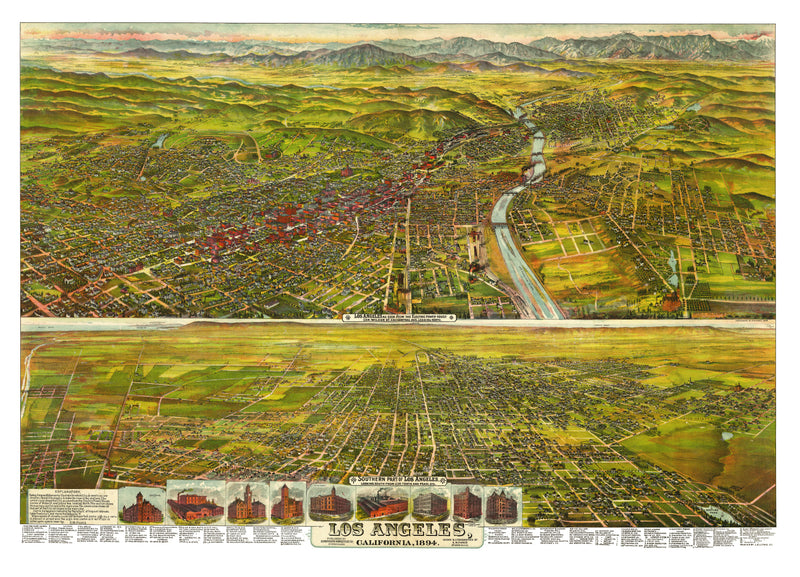 Size comparison using Vintage Map of Los Angeles, California 1894
