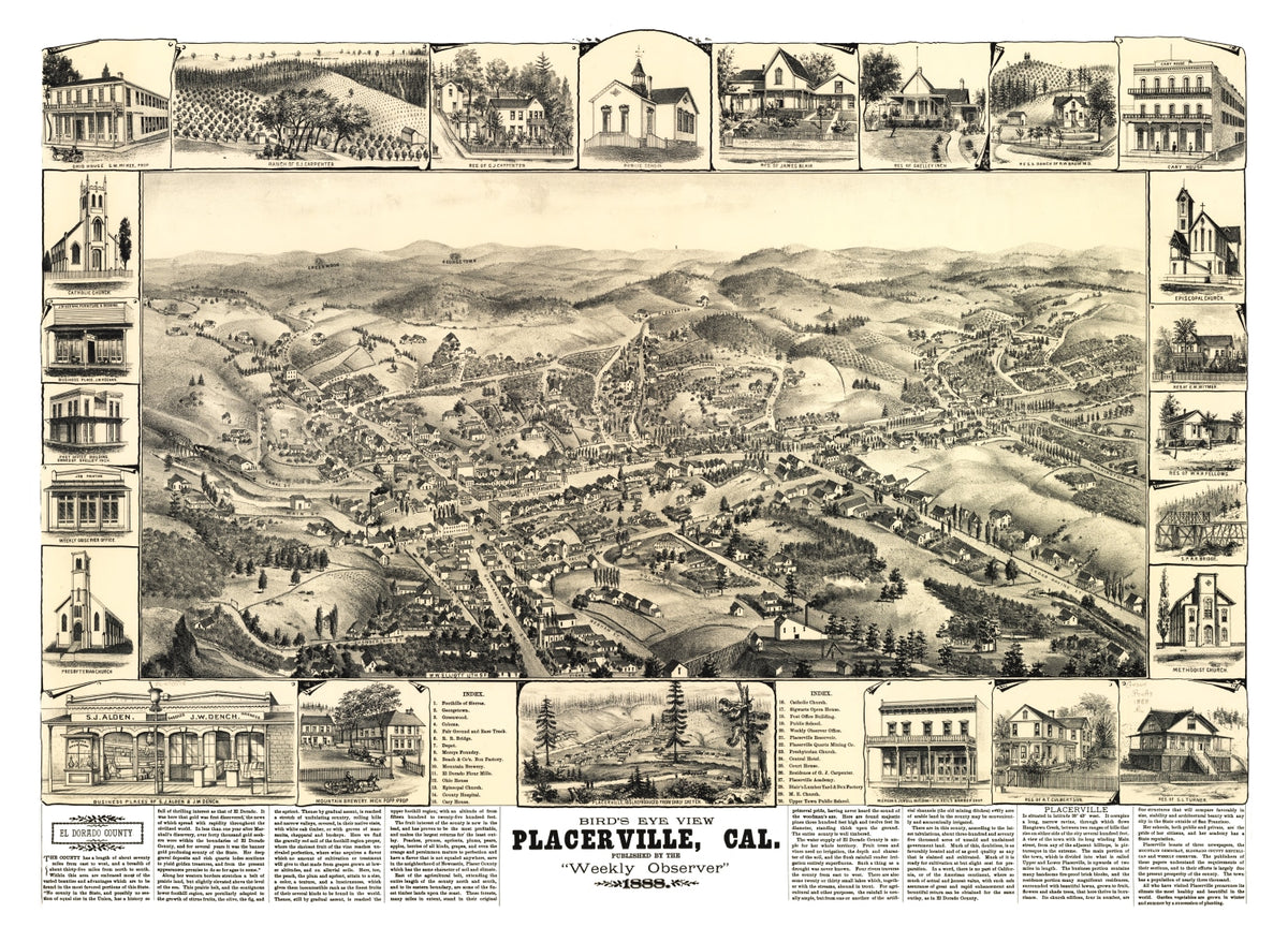 Preview of Vintage Map of Placerville, California 1888