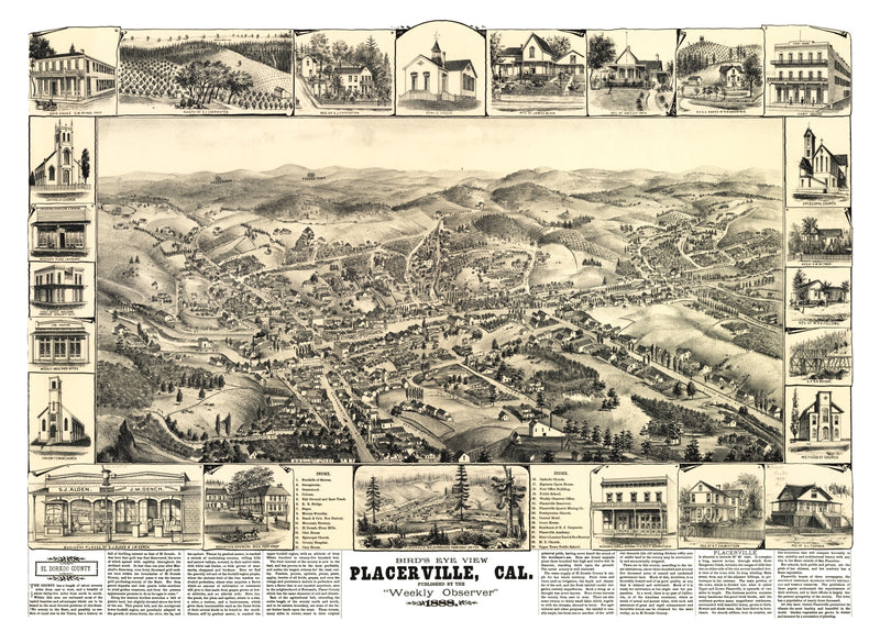 Size comparison using Vintage Map of Placerville, California 1888