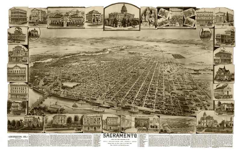 Size comparison using Vintage Map of Sacramento, California 1890