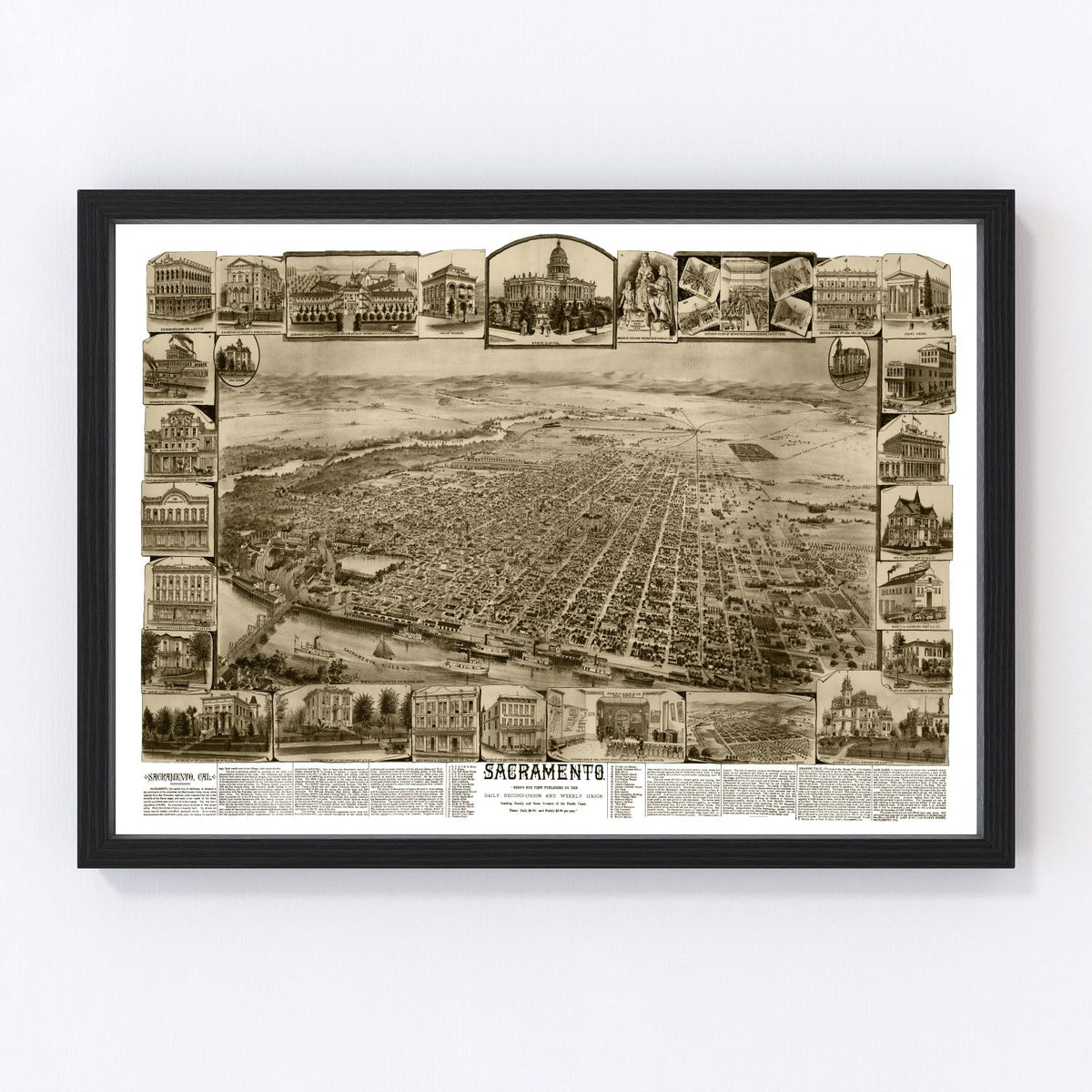 Sacramento Vintage Map 1890