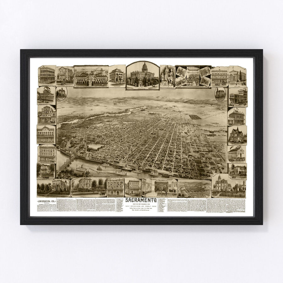 Sacramento Vintage Map 1890