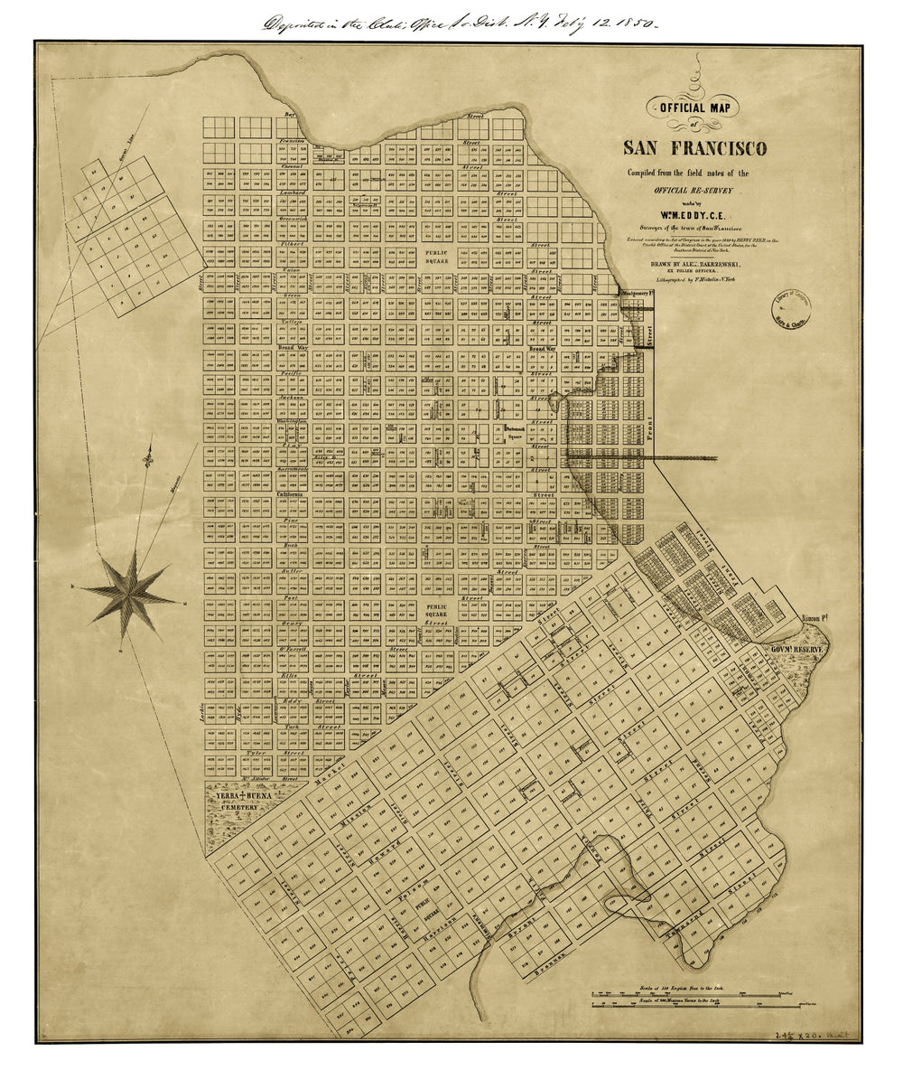Vintage Map of San Francisco, California 1849 print style example