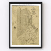 San Francisco Vintage Map 1849