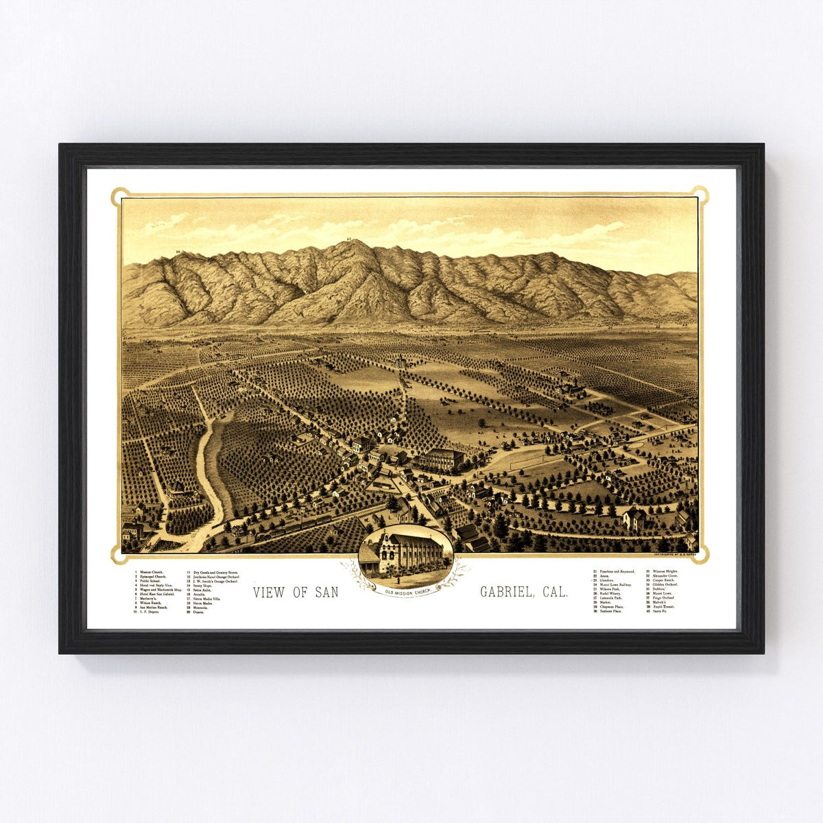 San Gabriel Vintage Map 1893