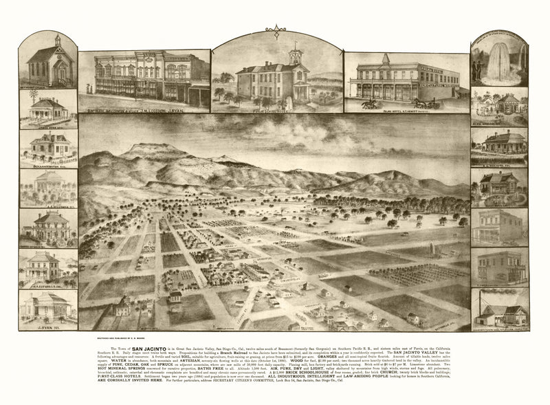Size comparison using Vintage Map of San Jacinto, California 1886