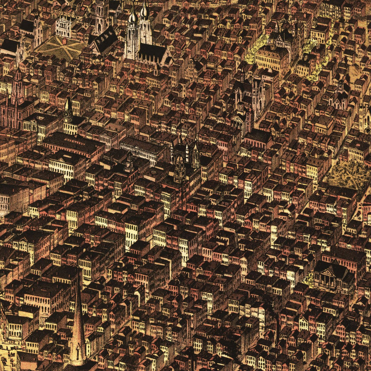 Restored historic details from the 1878 city map of San Francisco, California