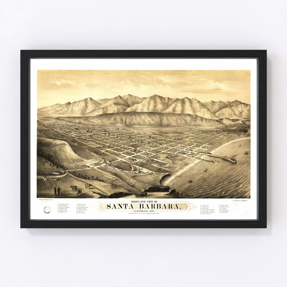 Santa Barbara Vintage Map 1877