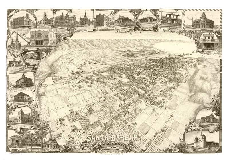 Size comparison using Vintage Map of Santa Barbara, California 1898