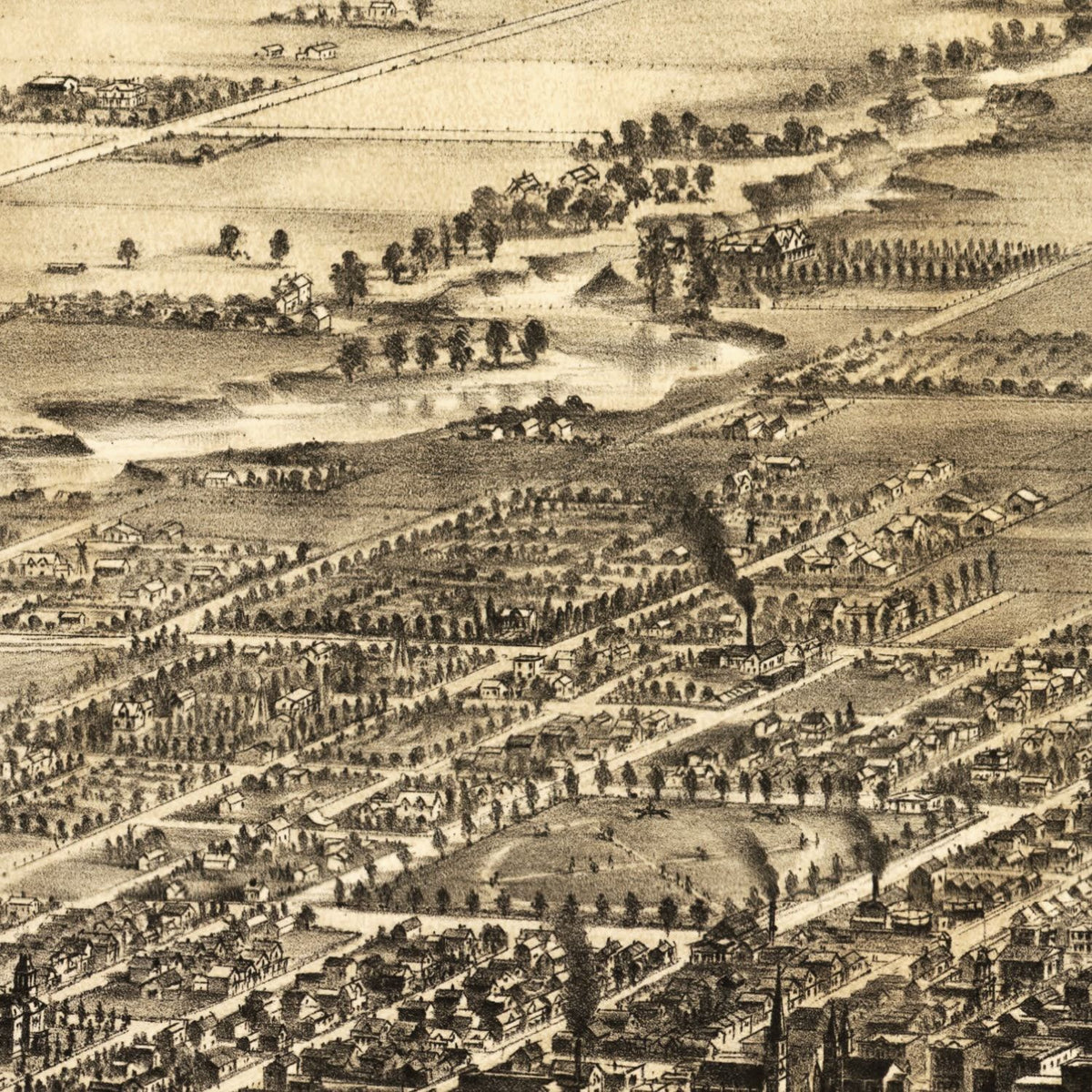 Restored historic details from the 1869 city map of San Jose, California