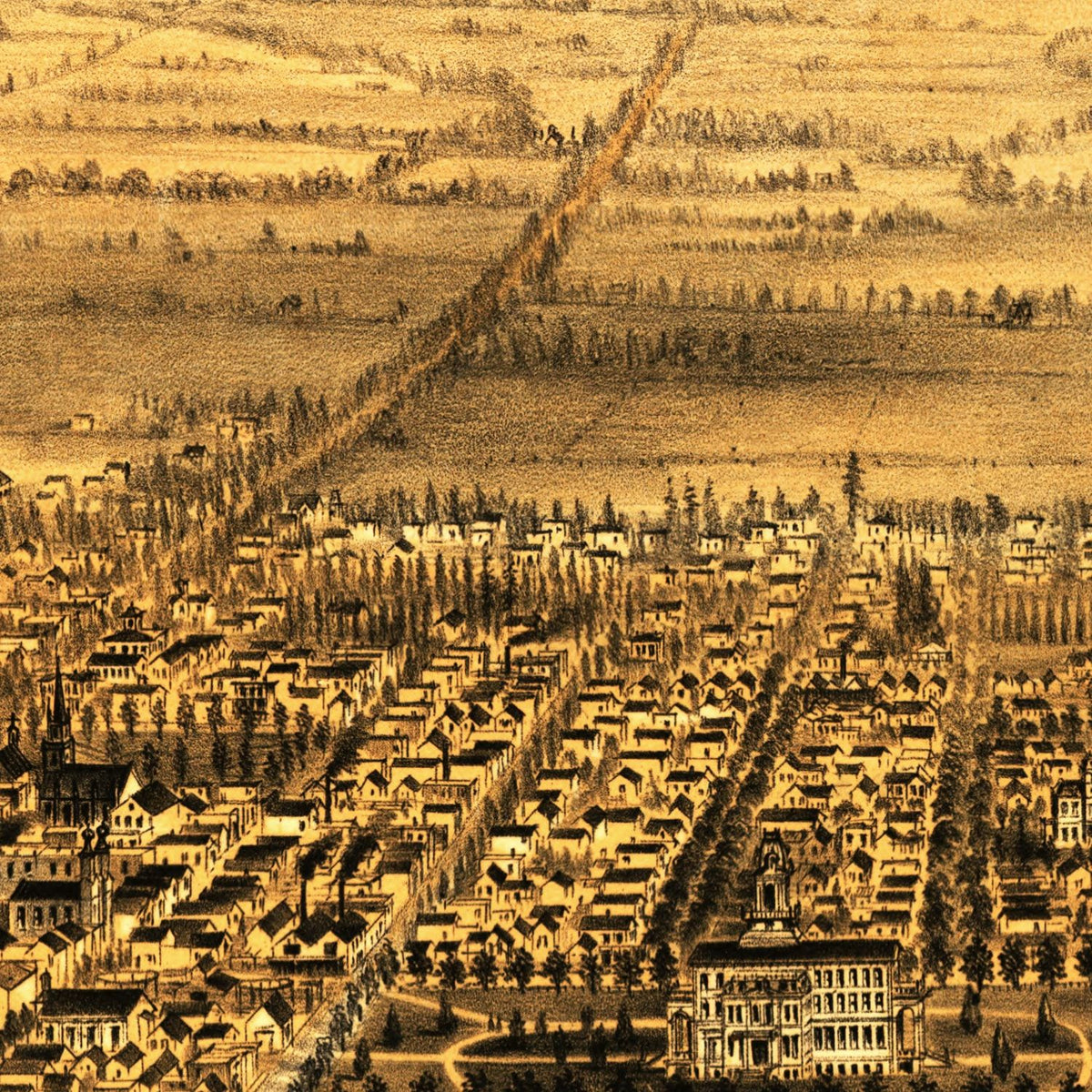 Restored historic details from the 1875 city map of San Jose, California