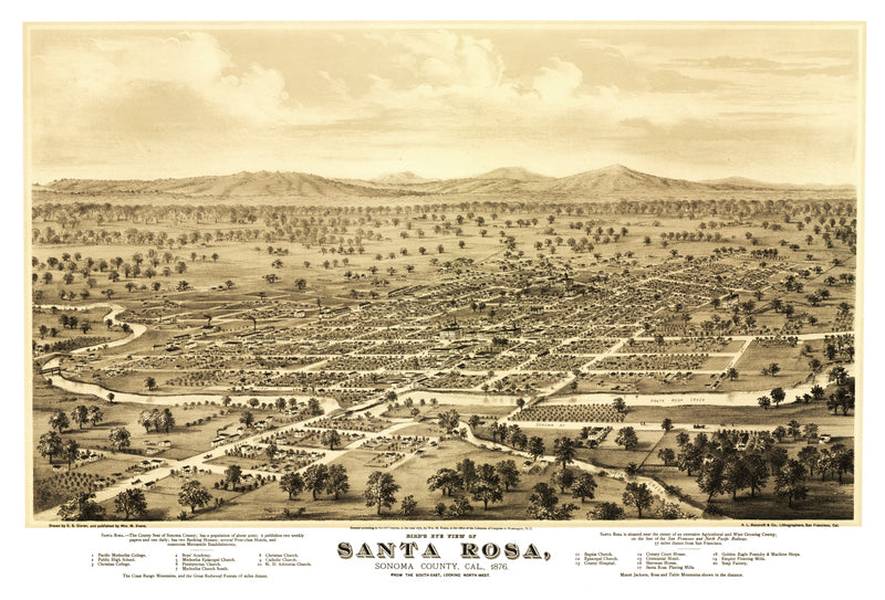 Size comparison using Vintage Map of Santa Rosa, California 1876