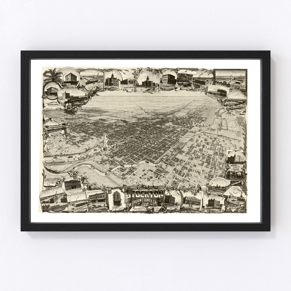 Stockton Vintage Map 1890