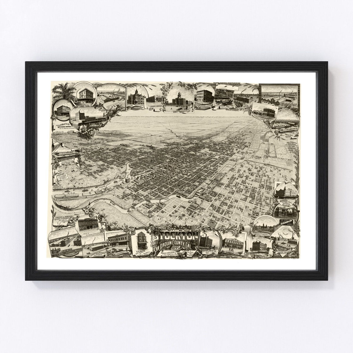 Stockton Vintage Map 1890