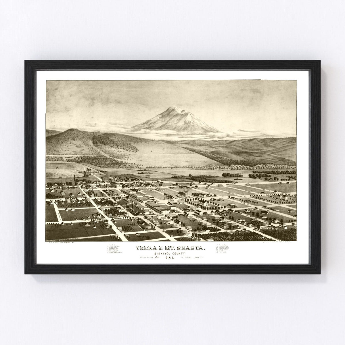 Yreka & Mt. Shasta Vintage Map 1884