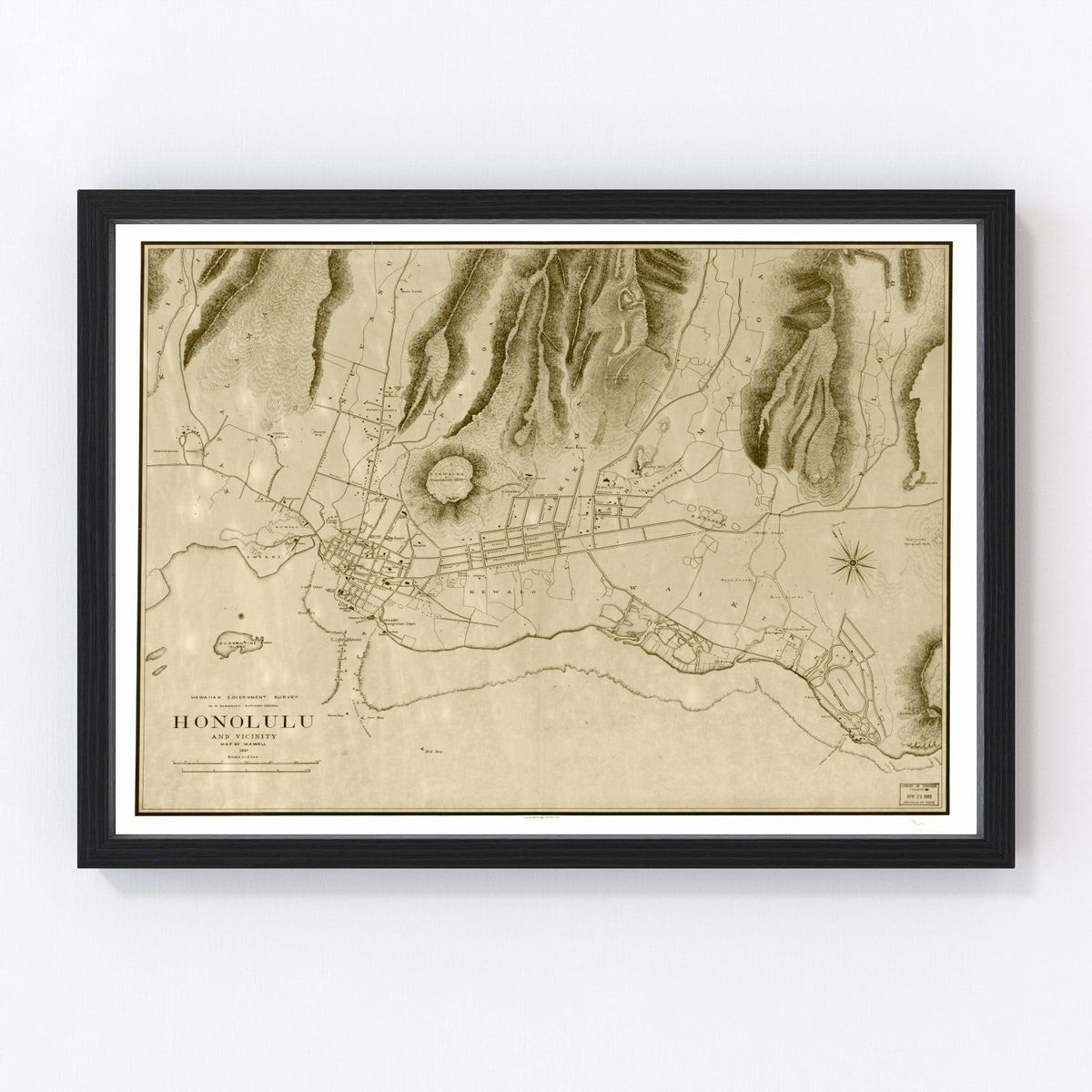 Honolulu Vintage Map 1887