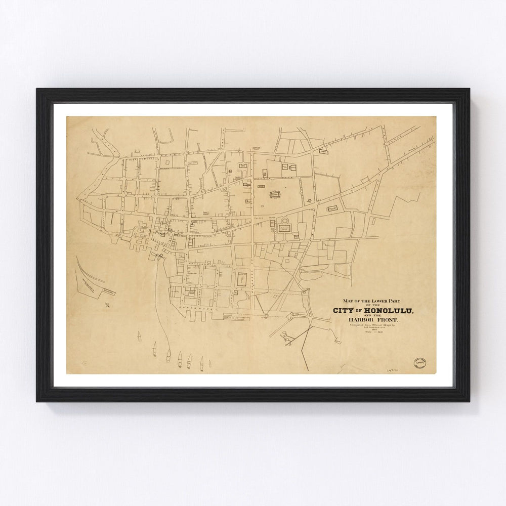 Honolulu Vintage Map 1893