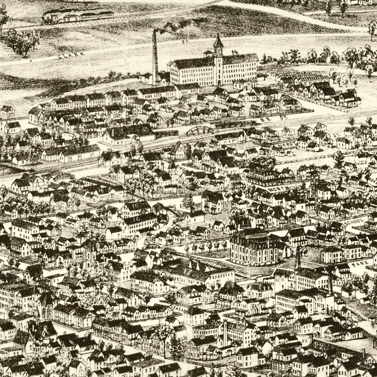 Restored historic details from the 1905 city map of Bennington, Virginia
