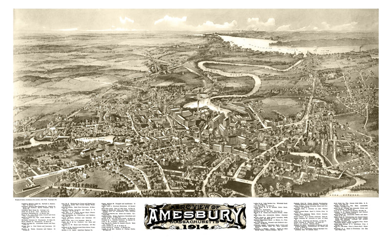 Size comparison using Vintage Map of Amesbury, Massachusetts 1914