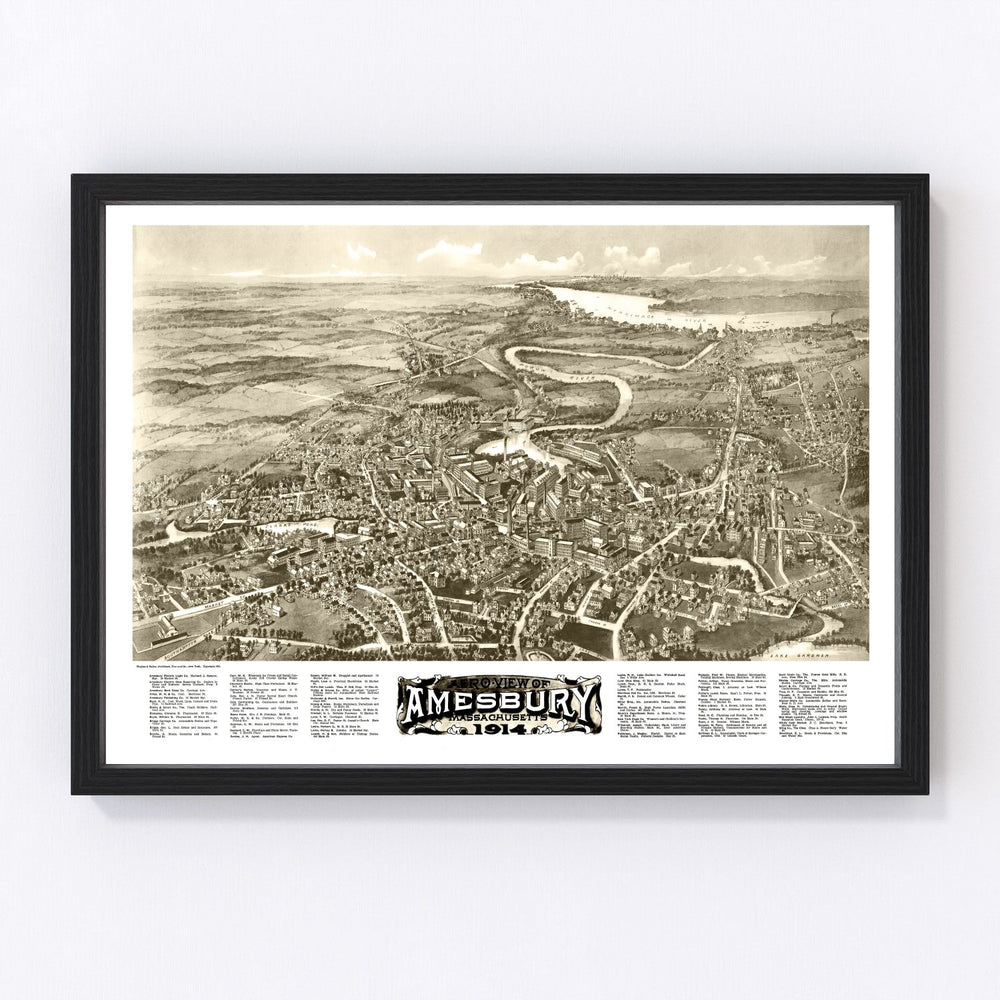 Amesbury Vintage Map 1914