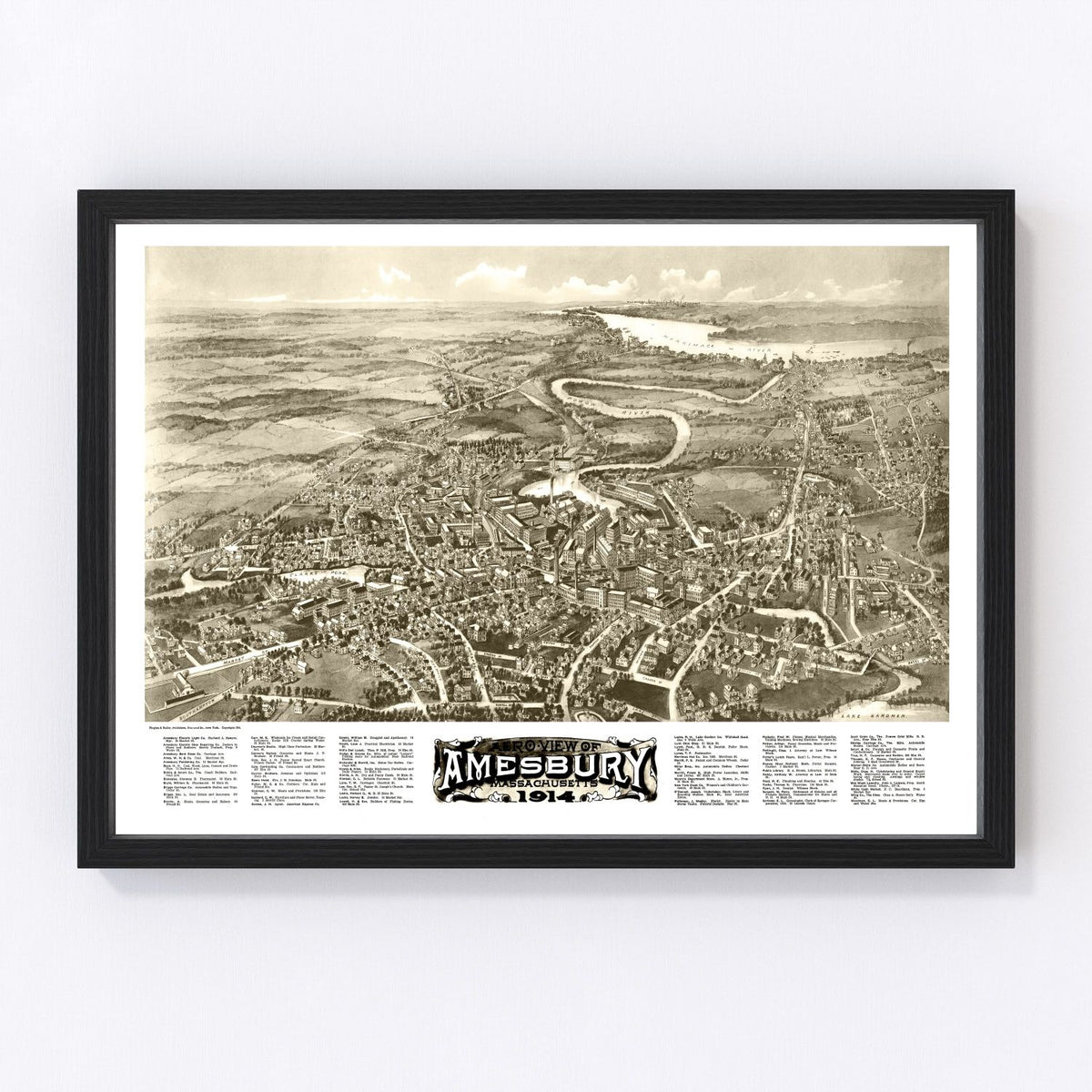 Amesbury Vintage Map 1914