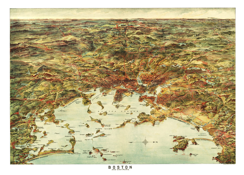 Size comparison using Vintage Map of Boston, Massachusetts 1905