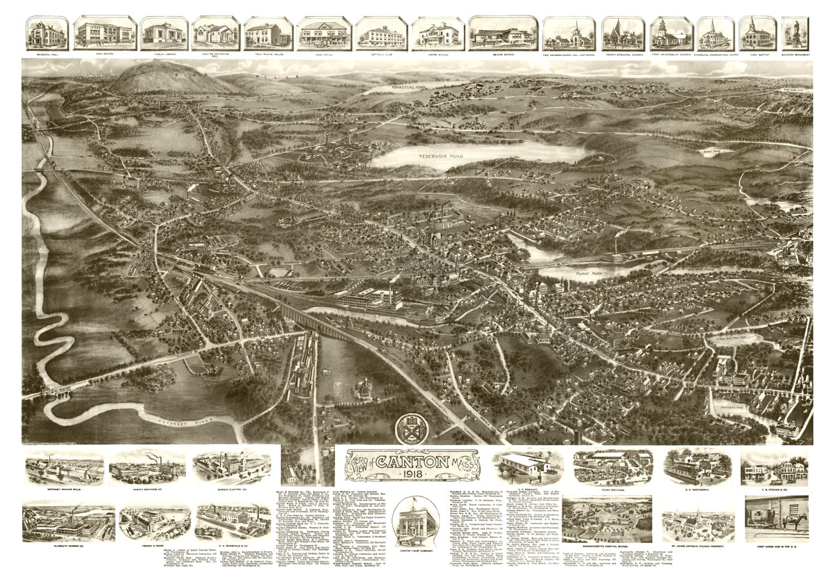 Preview of Vintage Map of Canton, Massachusetts 1918