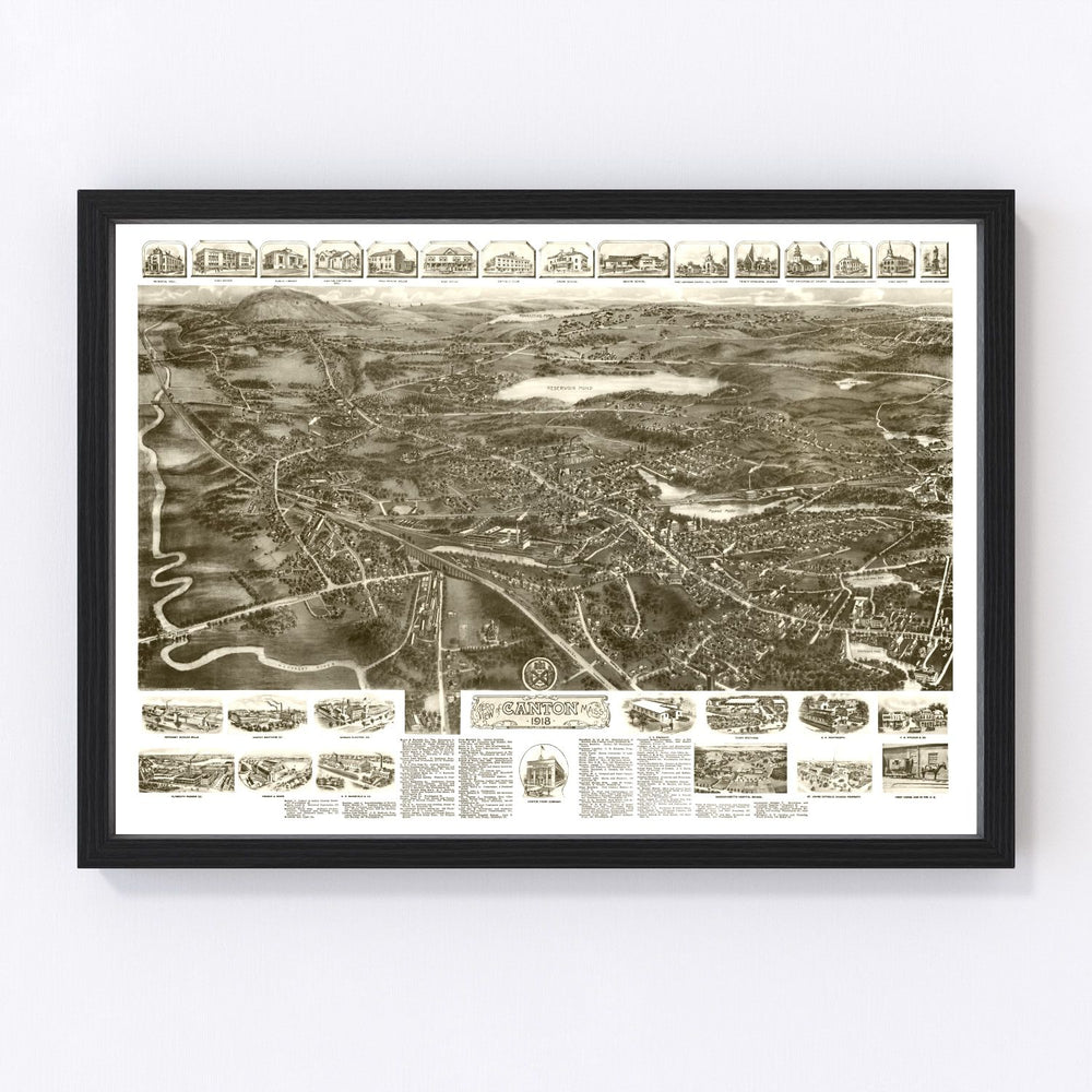 Canton Vintage Map 1918