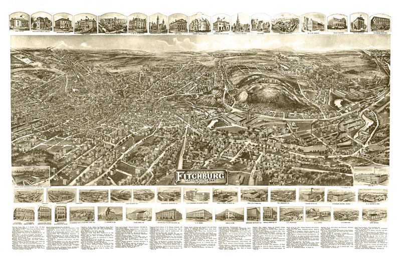 Size comparison using Vintage Map of Fitchburg, Massachusetts 1915