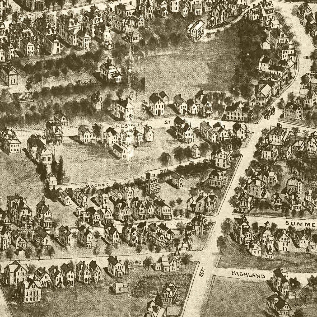 Restored historic details from the 1911 city map of Westerly, Rhode Island