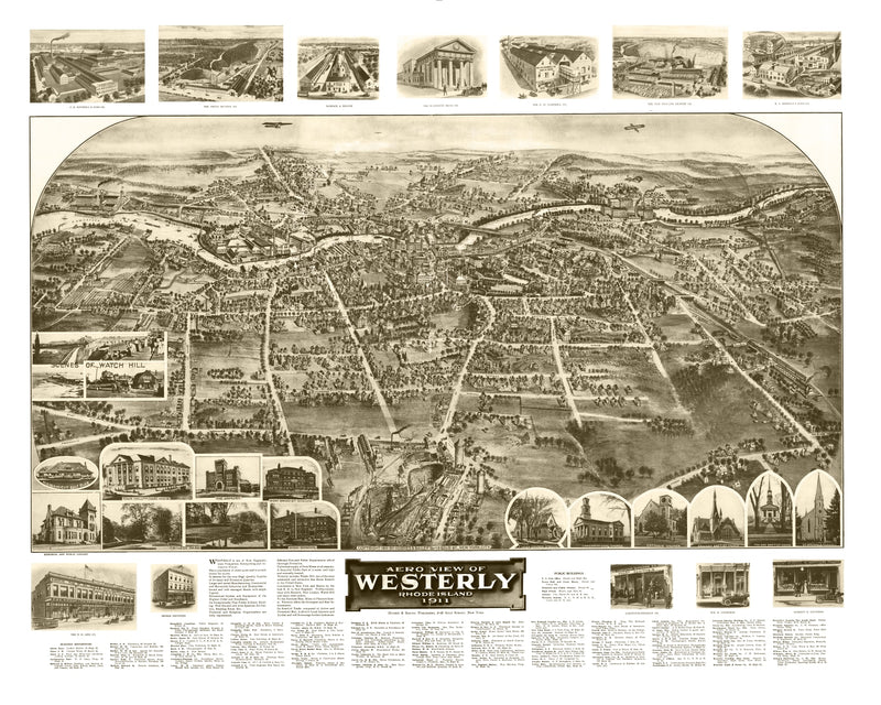 Size comparison using Vintage Map of Westerly, Rhode Island 1911