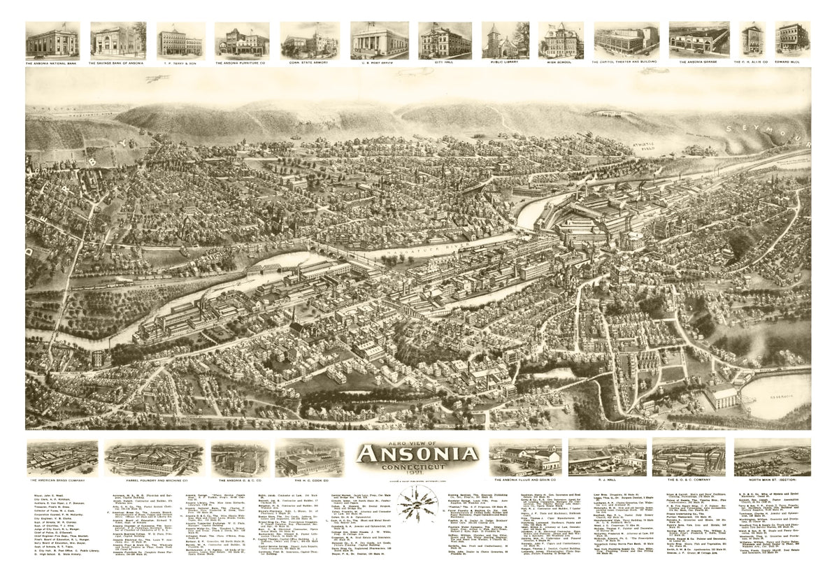 Preview of Vintage Map of Ansonia, Connecticut 1921