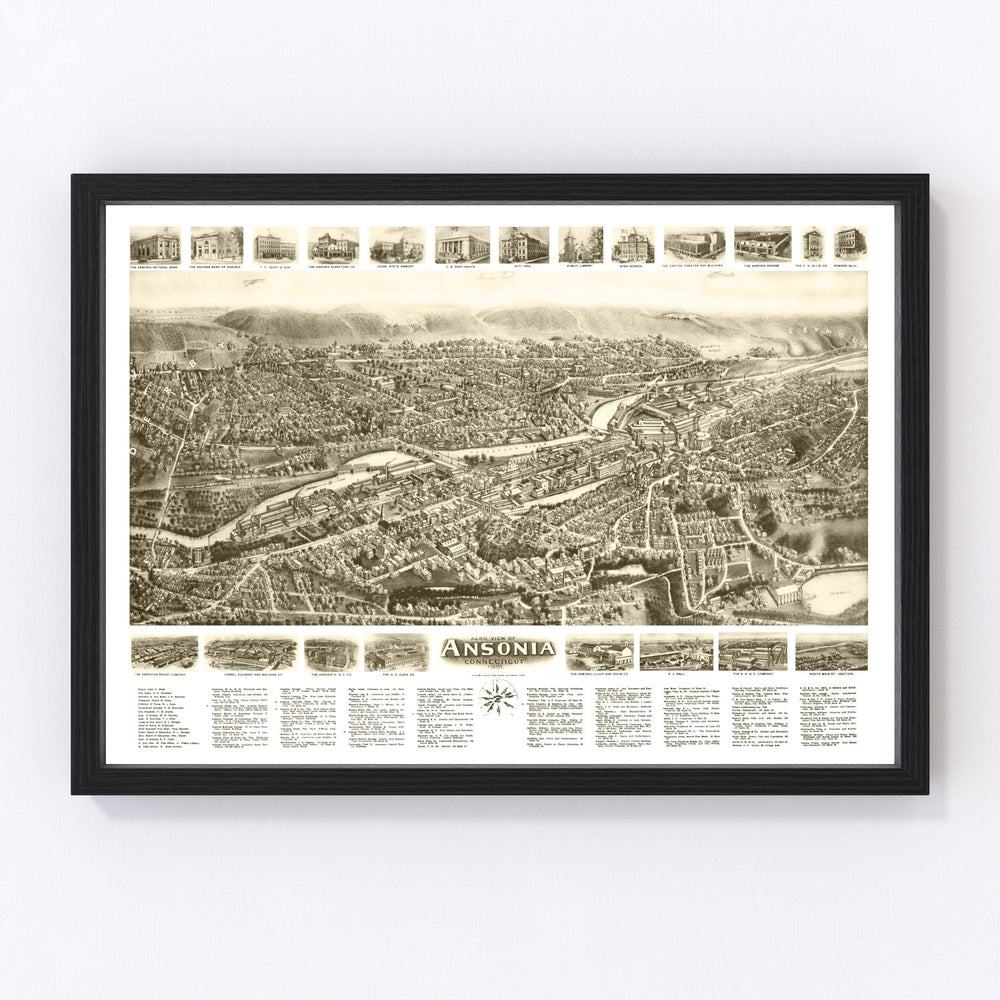 Ansonia Vintage Map 1921